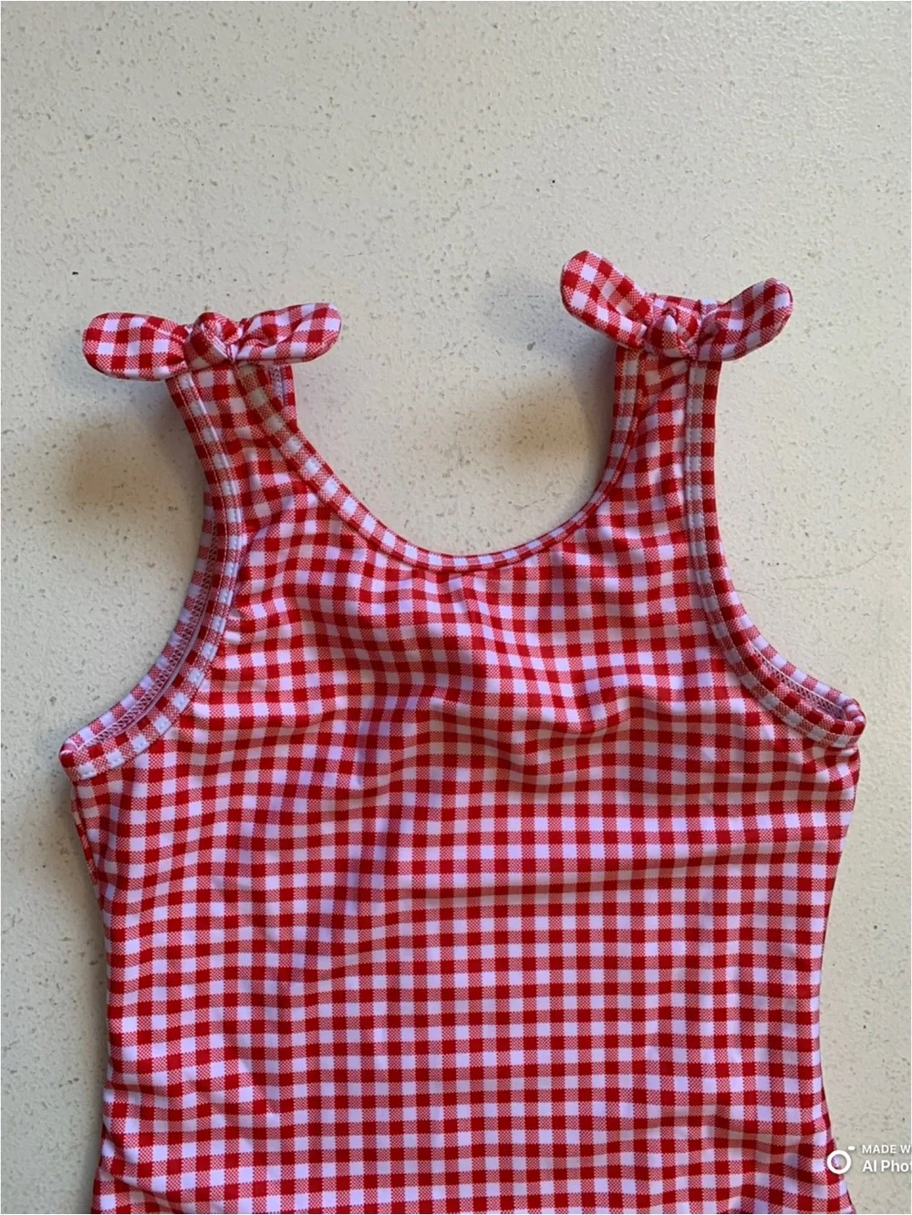 Cat & Jack Girls Red & White Gingham Check One Piece Swimsuit Size 5T NWT